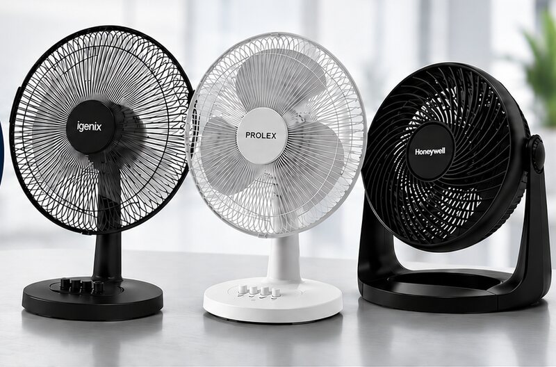 Desk fans from the current range in our shop