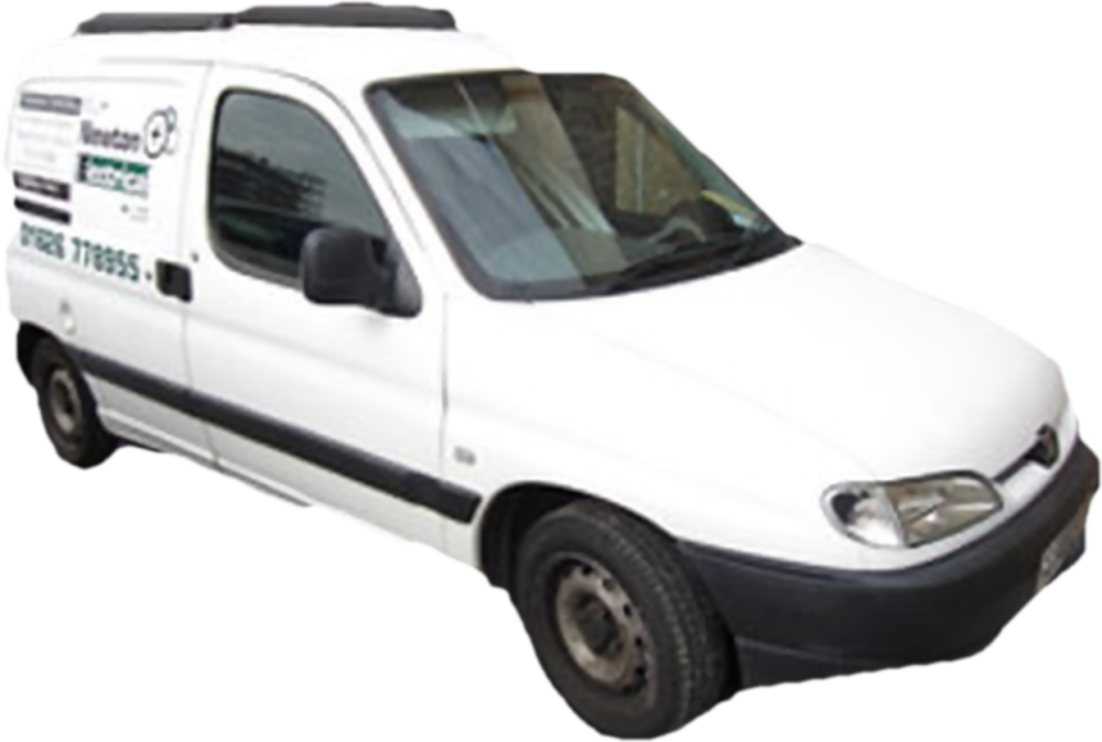 The S.J. Newton Electrical van, sign-written with the company logo and phone number